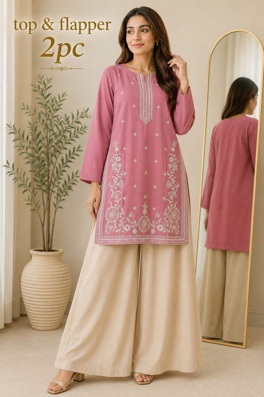 Lawn Embroidery Stitch Top & Flapper 2PC