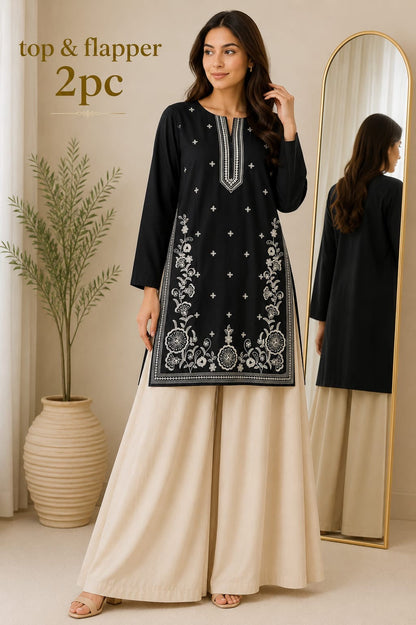 Lawn Embroidery Stitch Top & Flapper 2PC